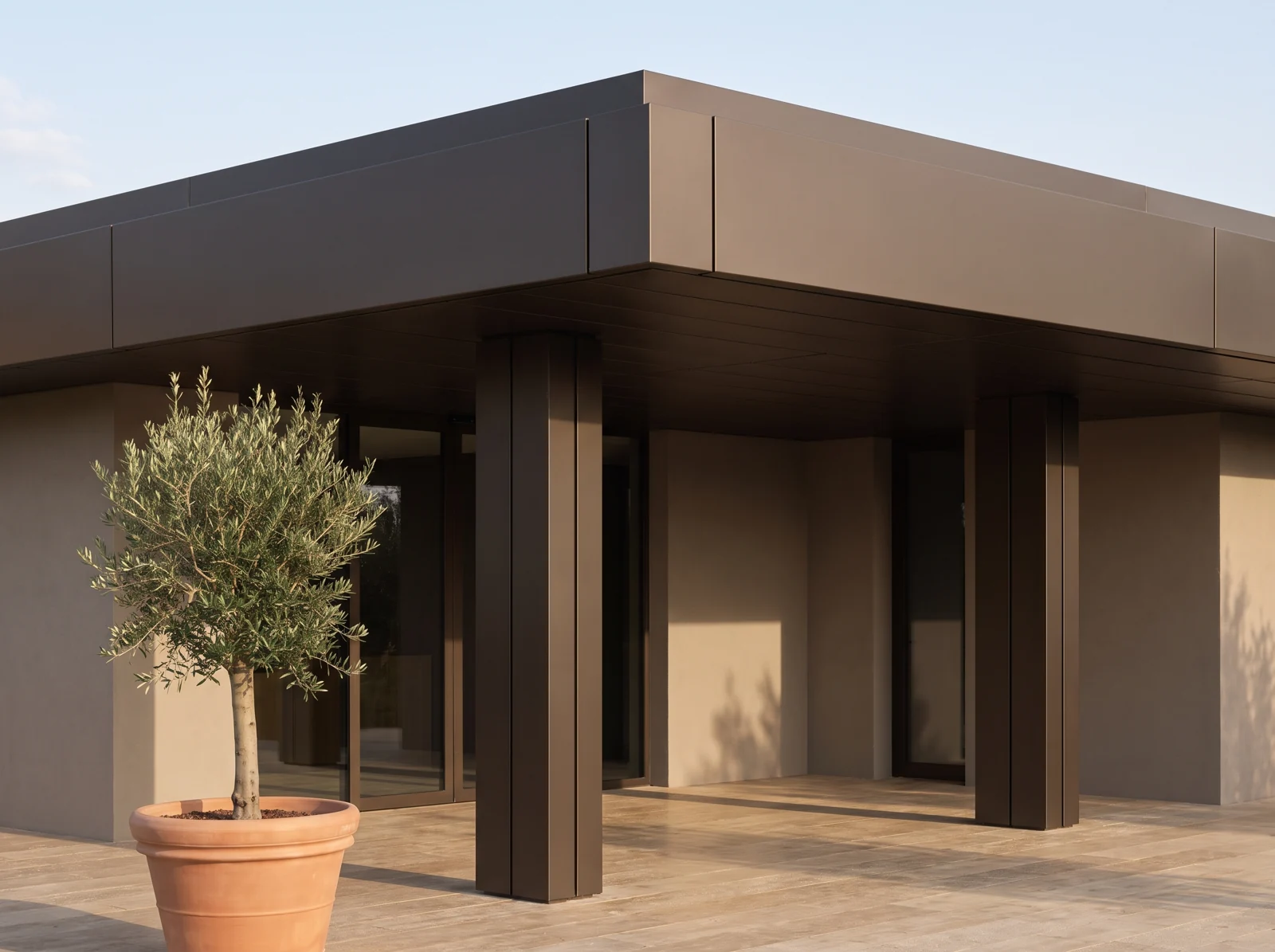 Custom aluminum concept study of fascia, soffit and column cladding